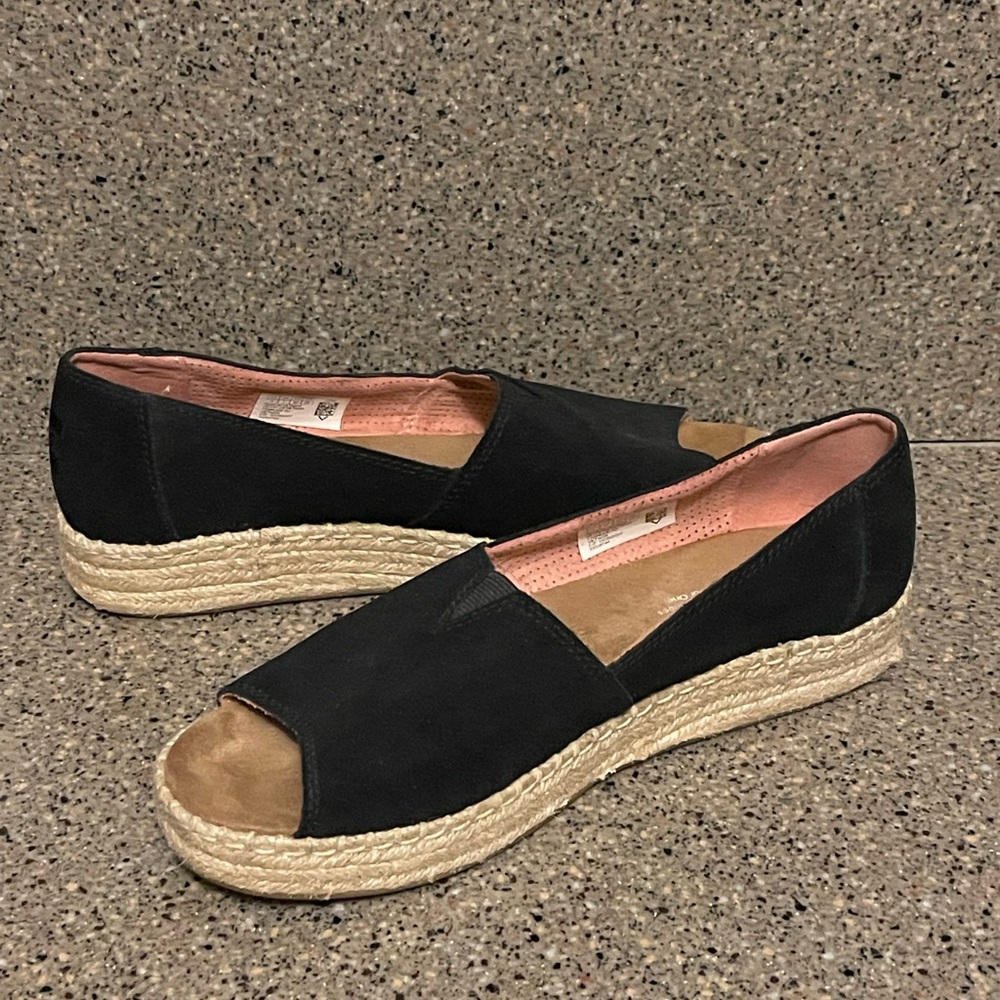 Toms Black Espadrille Flats